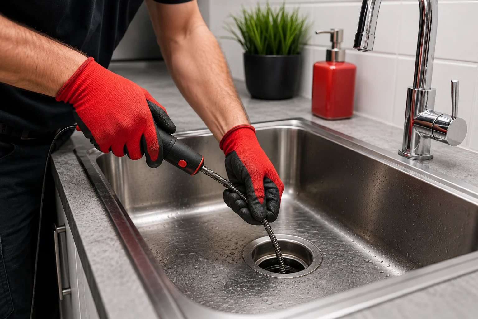 Abflussreinigung mit Technik